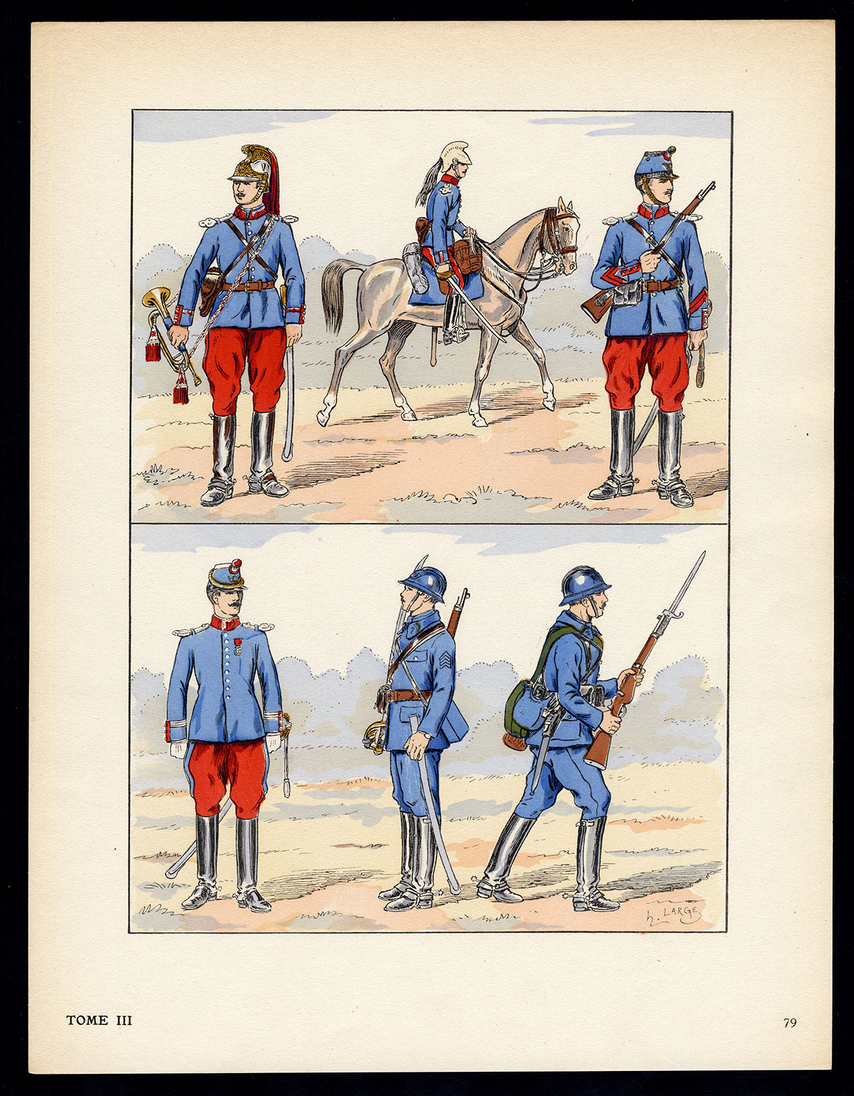 , Antique Print-MILITARY-FRANCE-UNIFORM-FRENCH ARMY-pl. 79-Large-1965, Pictura Antique Prints