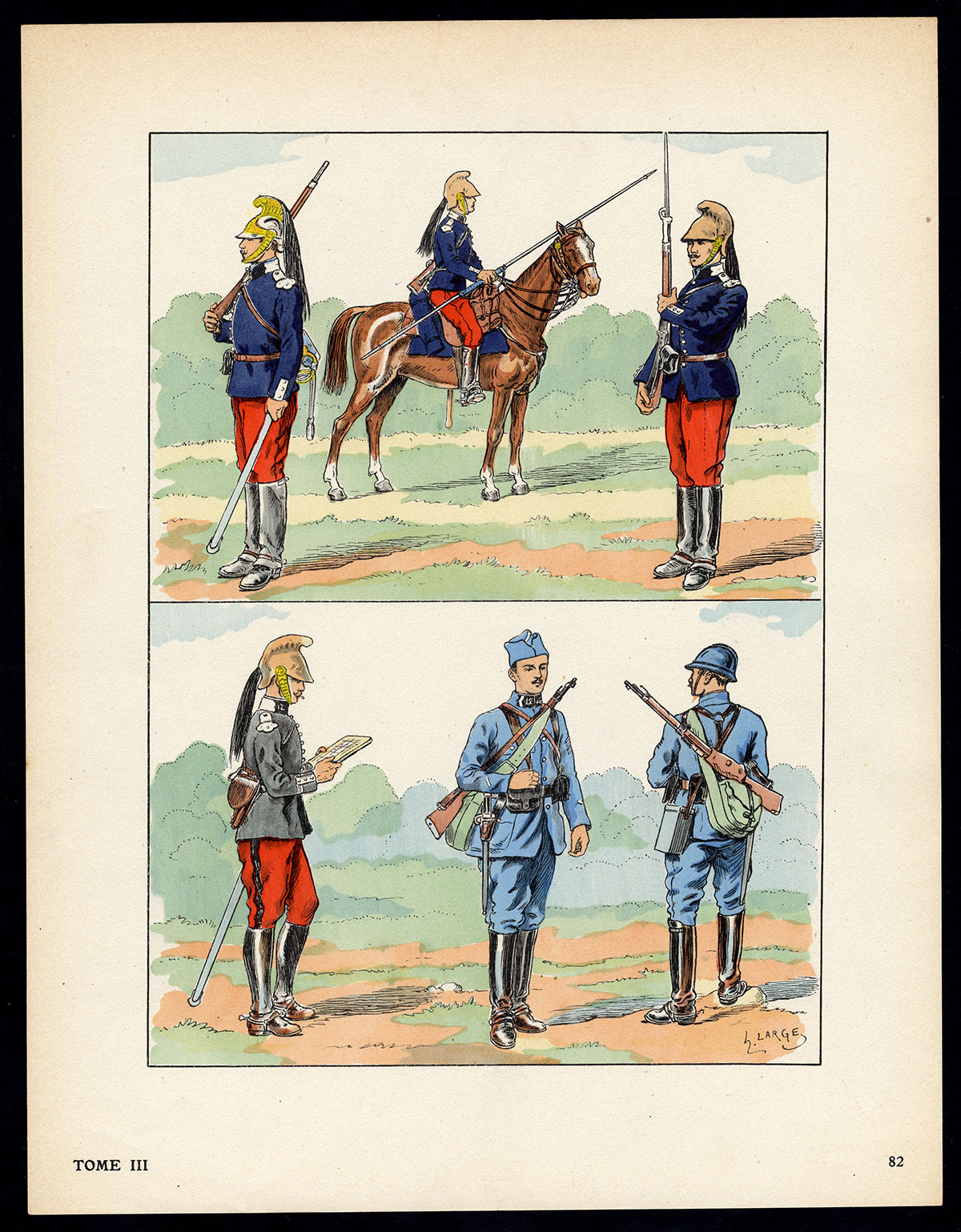 , Antique Print-MILITARY-FRANCE-UNIFORM-FRENCH ARMY-pl. 82-Large-1965, Pictura Antique Prints
