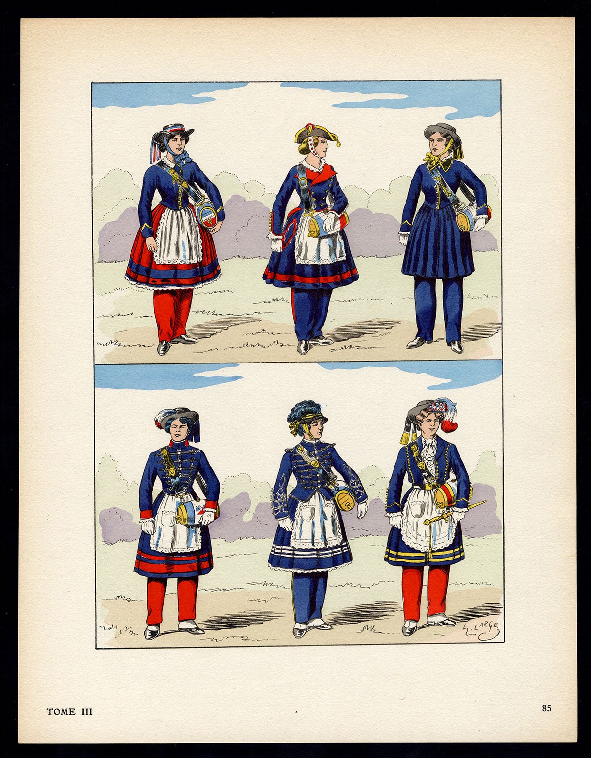 , Antique Print-MILITARY-FRANCE-UNIFORM-FRENCH ARMY-pl. 85-Large-1965, Pictura Antique Prints