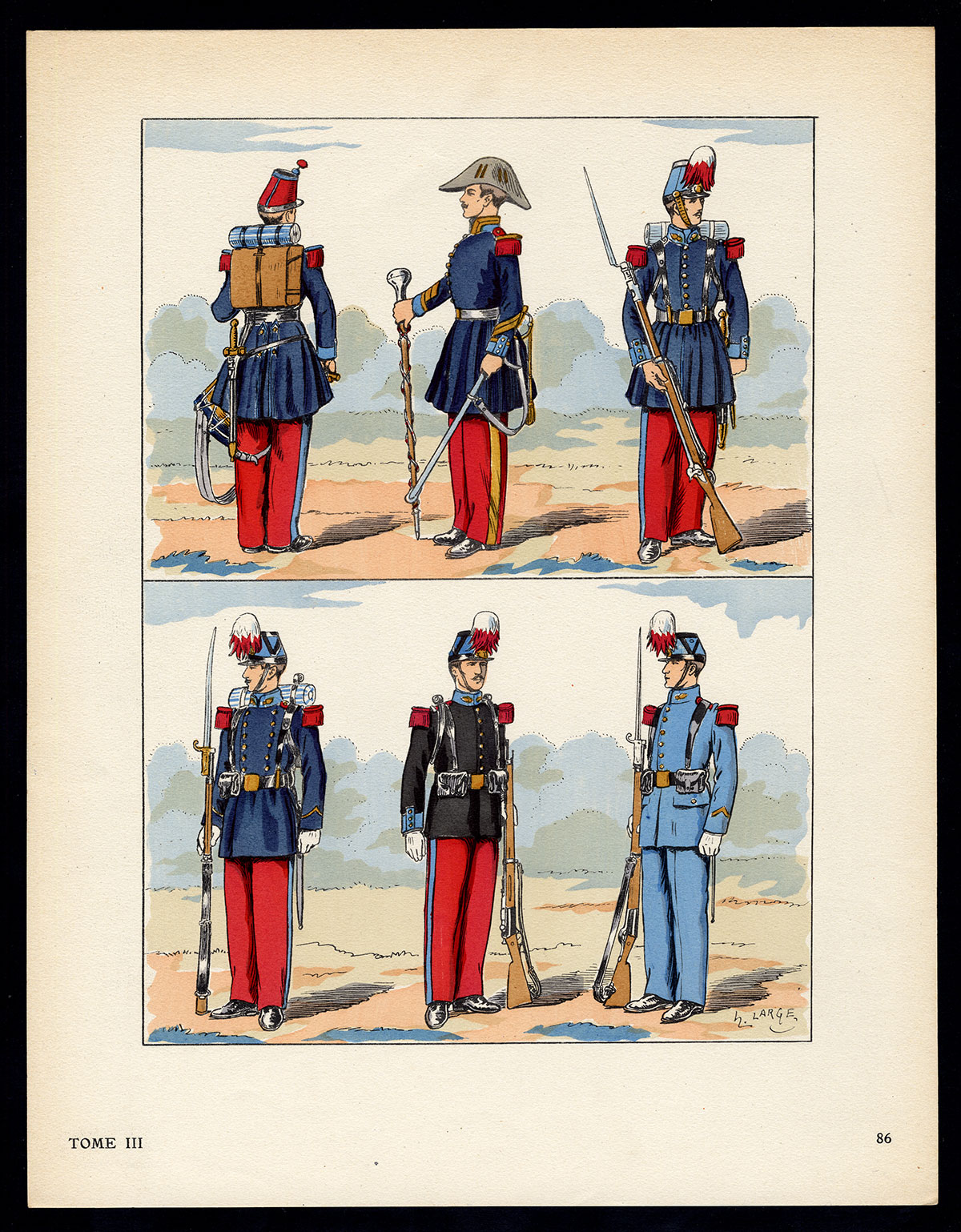 , Antique Print-MILITARY-FRANCE-UNIFORM-FRENCH ARMY-pl. 86-Large-1965, Pictura Antique Prints