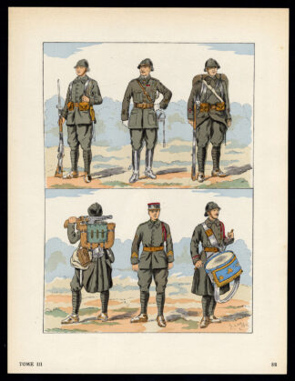 Antique Print-MILITARY-FRANCE-UNIFORM-FRENCH ARMY-pl. 88-Large-1965