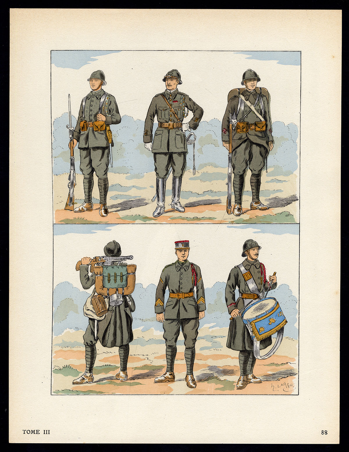 Antique Print-MILITARY-FRANCE-UNIFORM-FRENCH ARMY-pl. 88-Large-1965