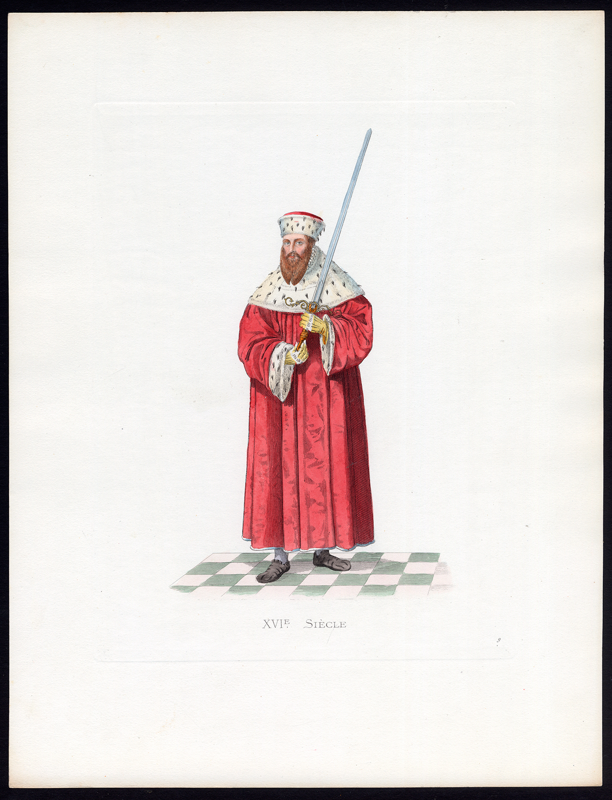 , Antique Print-MAURICE-ELECTOR SAXONY-ZWEIHANDER-16TH C-9-Duplessis-Bonnard-1867, Pictura Antique Prints