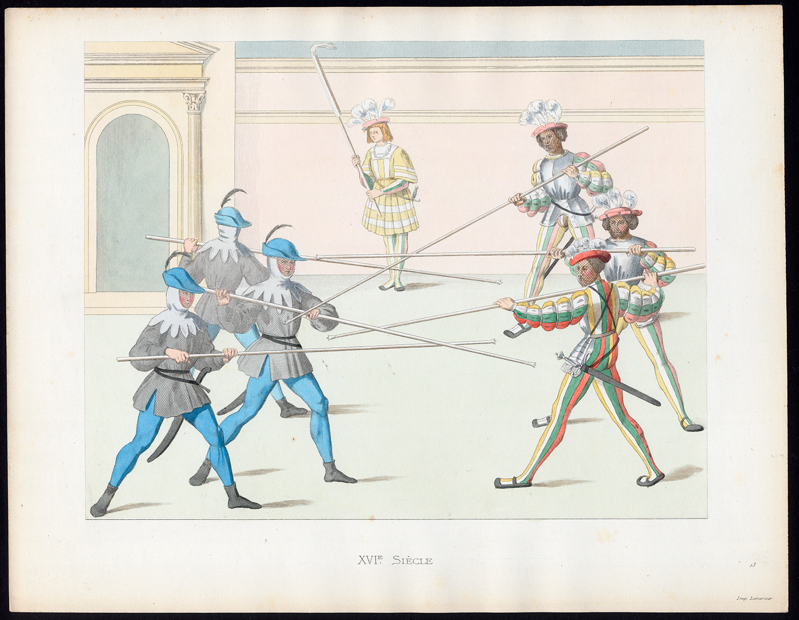 , Antique Print-NUREMBERG-TOURNAMENT-COMBAT-16TH C-13-Duplessis-Bonnard-1867, Pictura Antique Prints