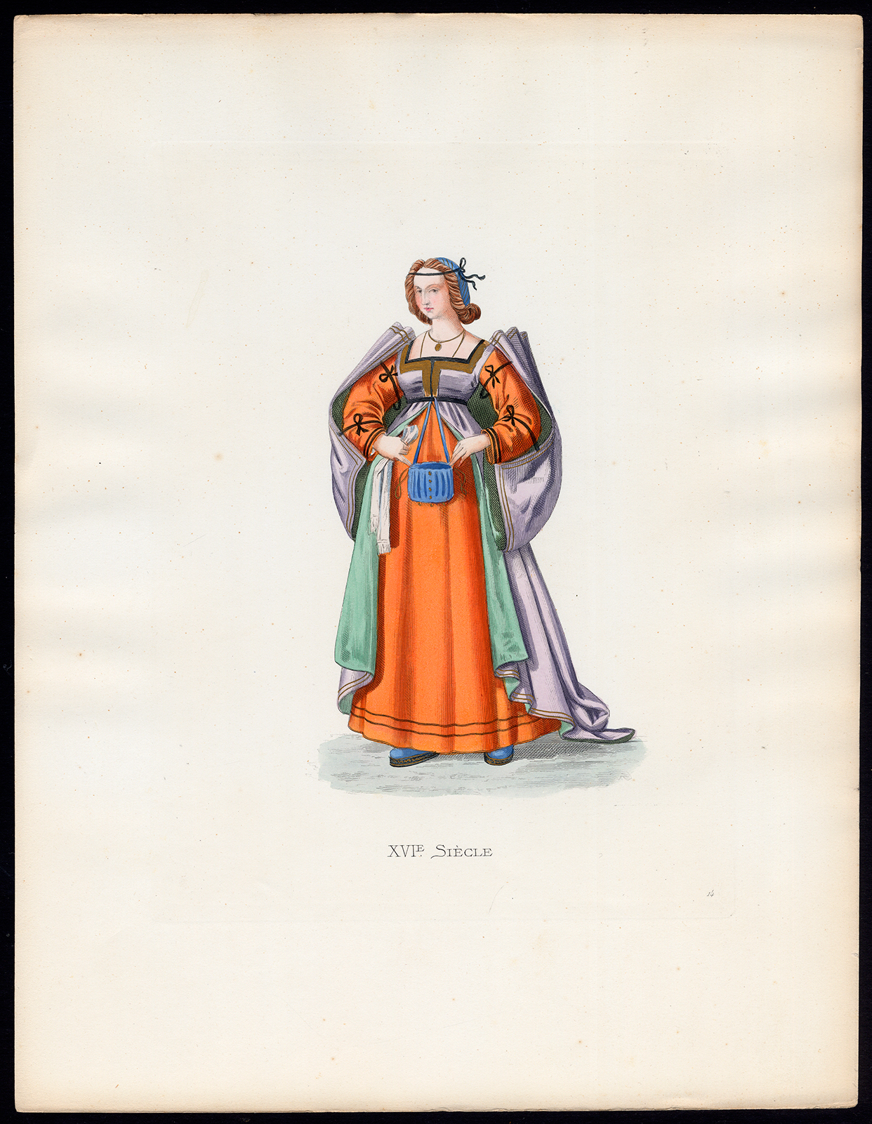 , Antique Print-GRANADA-LADY-COSTUME-16TH C-14-Duplessis-Bonnard-1867, Pictura Antique Prints