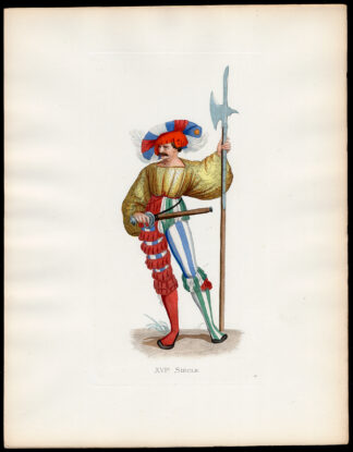 Antique Print-SOLDIER-HALBERD-COSTUME-16TH C-22-Duplessis-Bonnard-1867