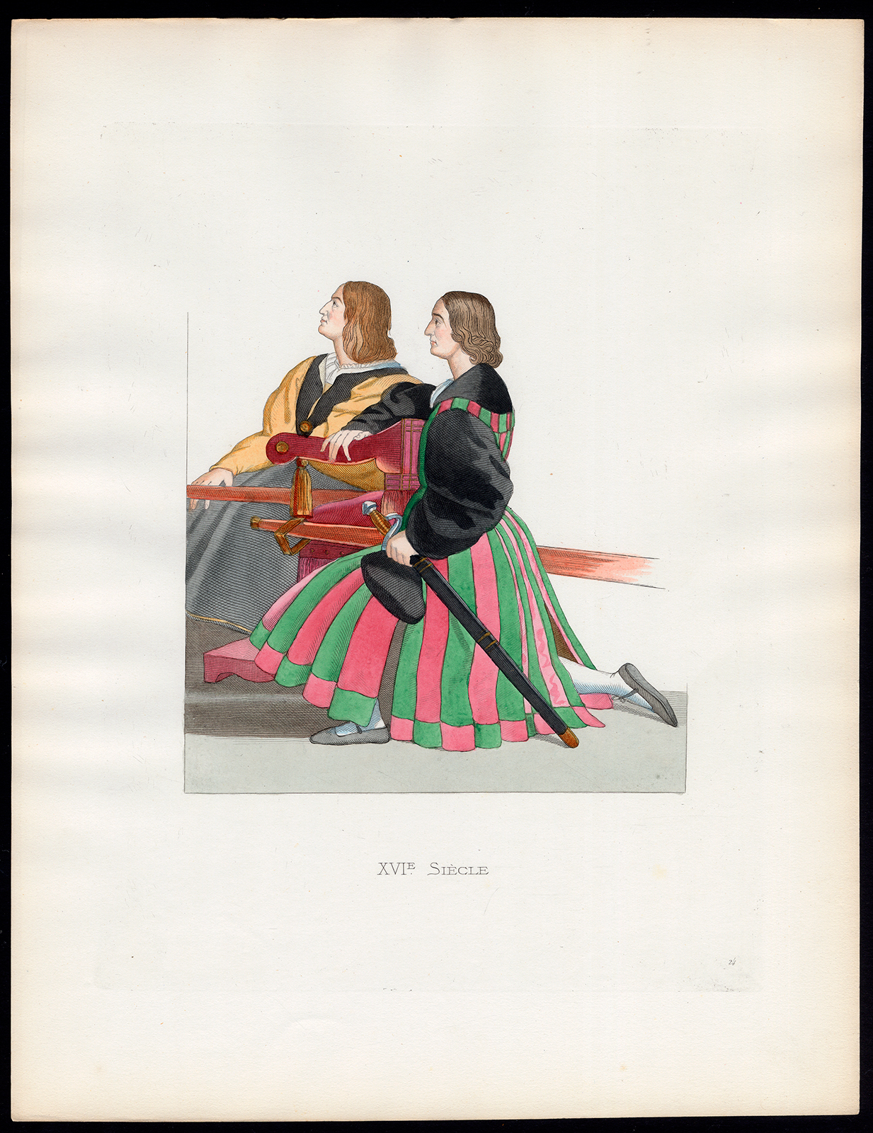 , Antique Print-ITALY-ROME-GENTLEMAN-COSTUME-16TH C-24-Duplessis-Bonnard-1867, Pictura Antique Prints