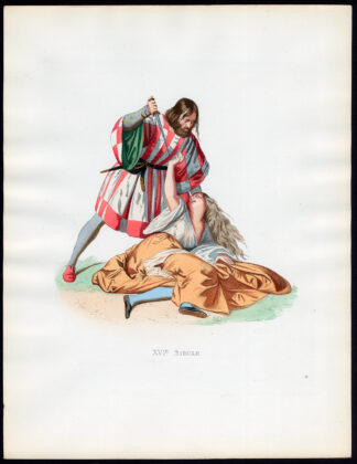 Antique Print-COSTUME-VENICE-MAN-WOMAN-RAPIER-16TH C-29-Duplessis-Bonnard-1867