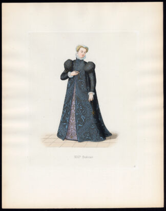 Antique Print-LADY-COSTUME-LORRAINE-16TH C-31-Duplessis-Bonnard-1867