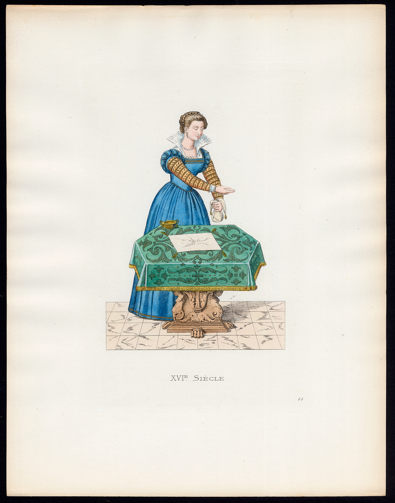 , Antique Print-VENICE-YOUNG WOMAN-COSTUME-16TH C-44-Duplessis-Bonnard-1867, Pictura Antique Prints