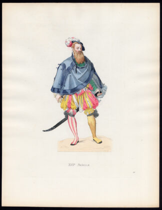 Antique Print-SWITZERLAND-NOBLEMAN-COSTUME-16TH C-45-Duplessis-Bonnard-1867