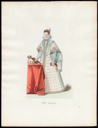 Antique Print-ITALY-LADY-DOG-COSTUME-16TH C-46-Duplessis-Bonnard-1867