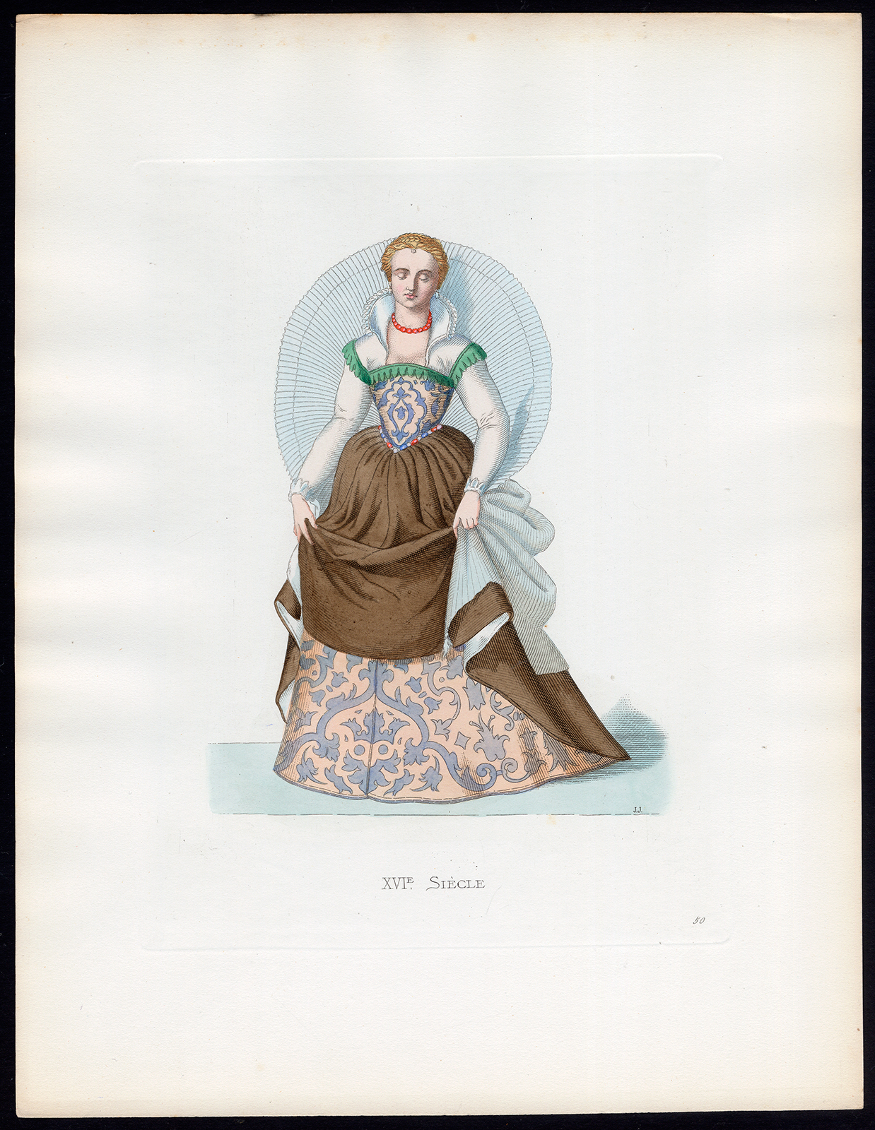 , Antique Print-WOMAN-VENICE-COSTUME-16TH C-50-Duplessis-Bonnard-1867, Pictura Antique Prints