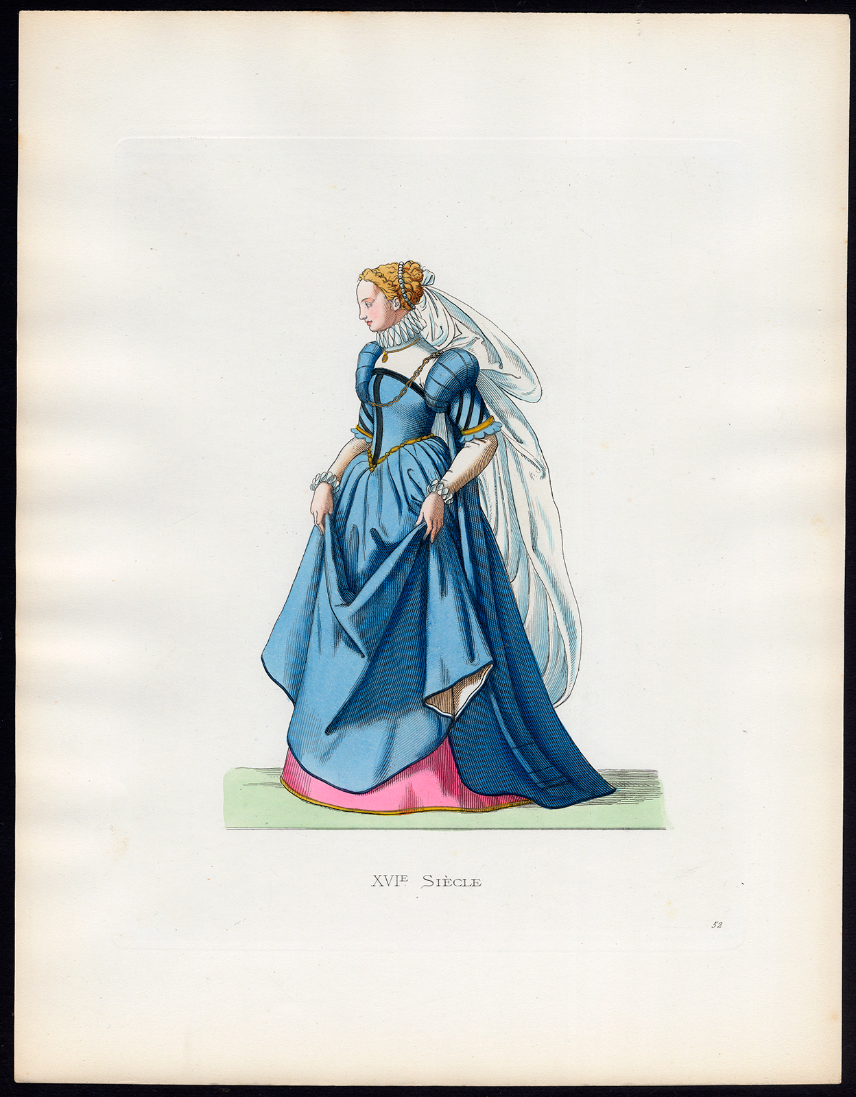 , Antique Print-LADY-RAVENNA-COSTUME-16TH C-52-Duplessis-Bonnard-1867, Pictura Antique Prints