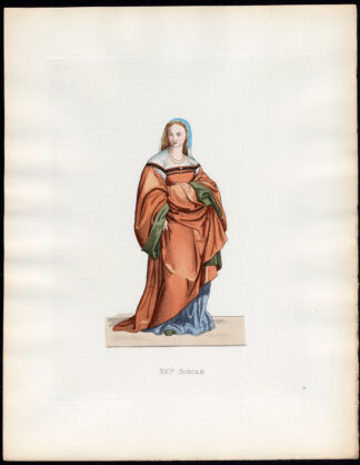 Antique Print-FLORENCE-LADY-COSTUME-16TH C-54-Duplessis-Bonnard-1867