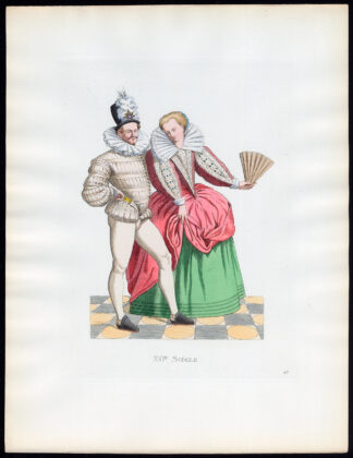 Antique Print-COUPLE-DANCERS-COSTUME-16TH CENTURY-57-Duplessis-Bonnard-1867