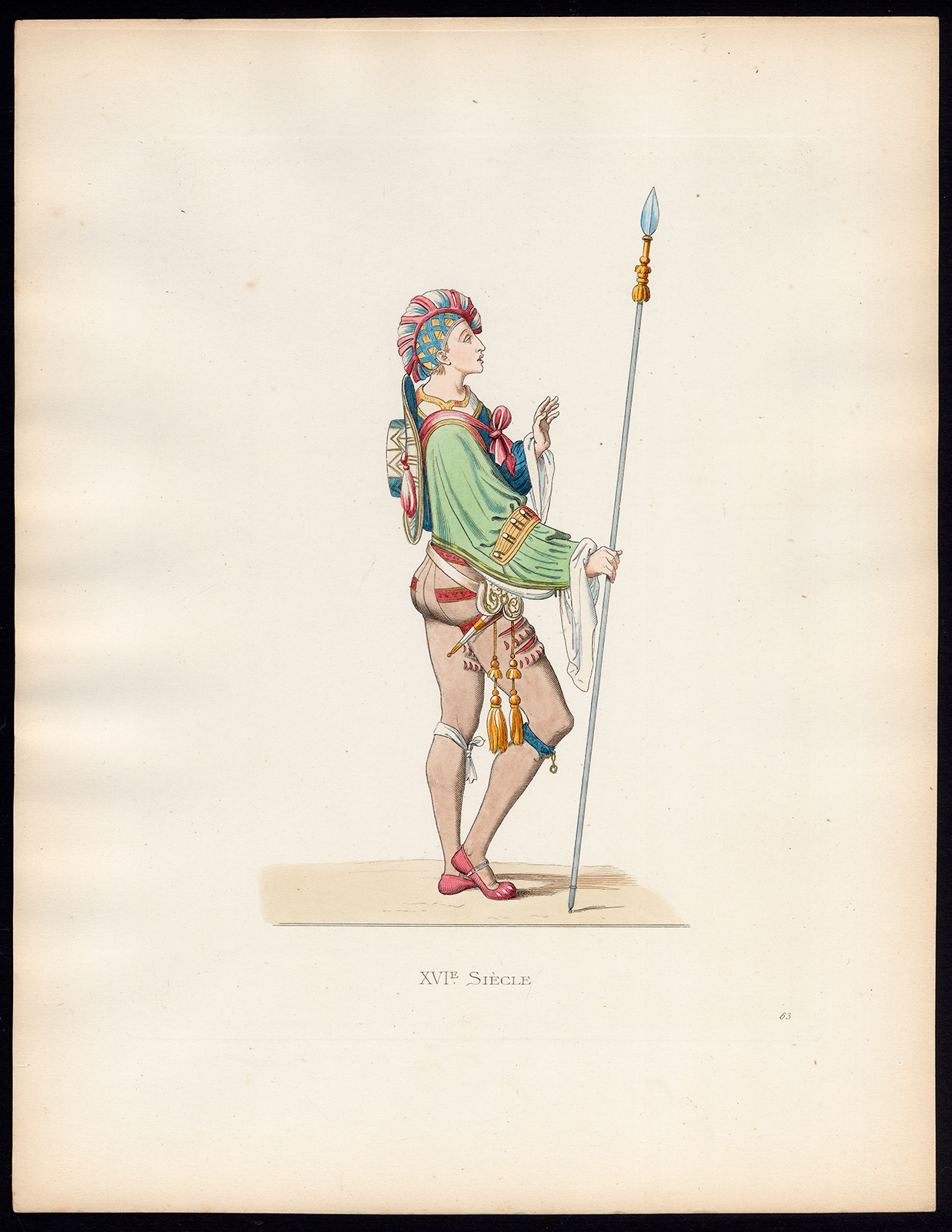 , Antique Print-FLEMISH SQUIRE-SPEAR-16TH CENTURY-63-Duplessis-Bonnard-1867, Pictura Antique Prints