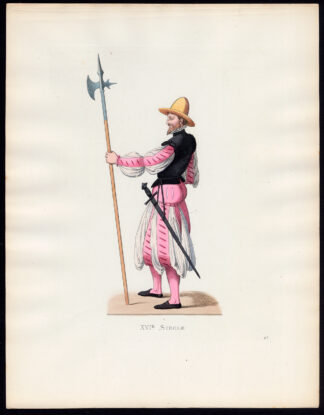 Antique Print-SOLDIER-GERMANY-COSTUME-16TH CENTURY-67-Duplessis-Bonnard-1867