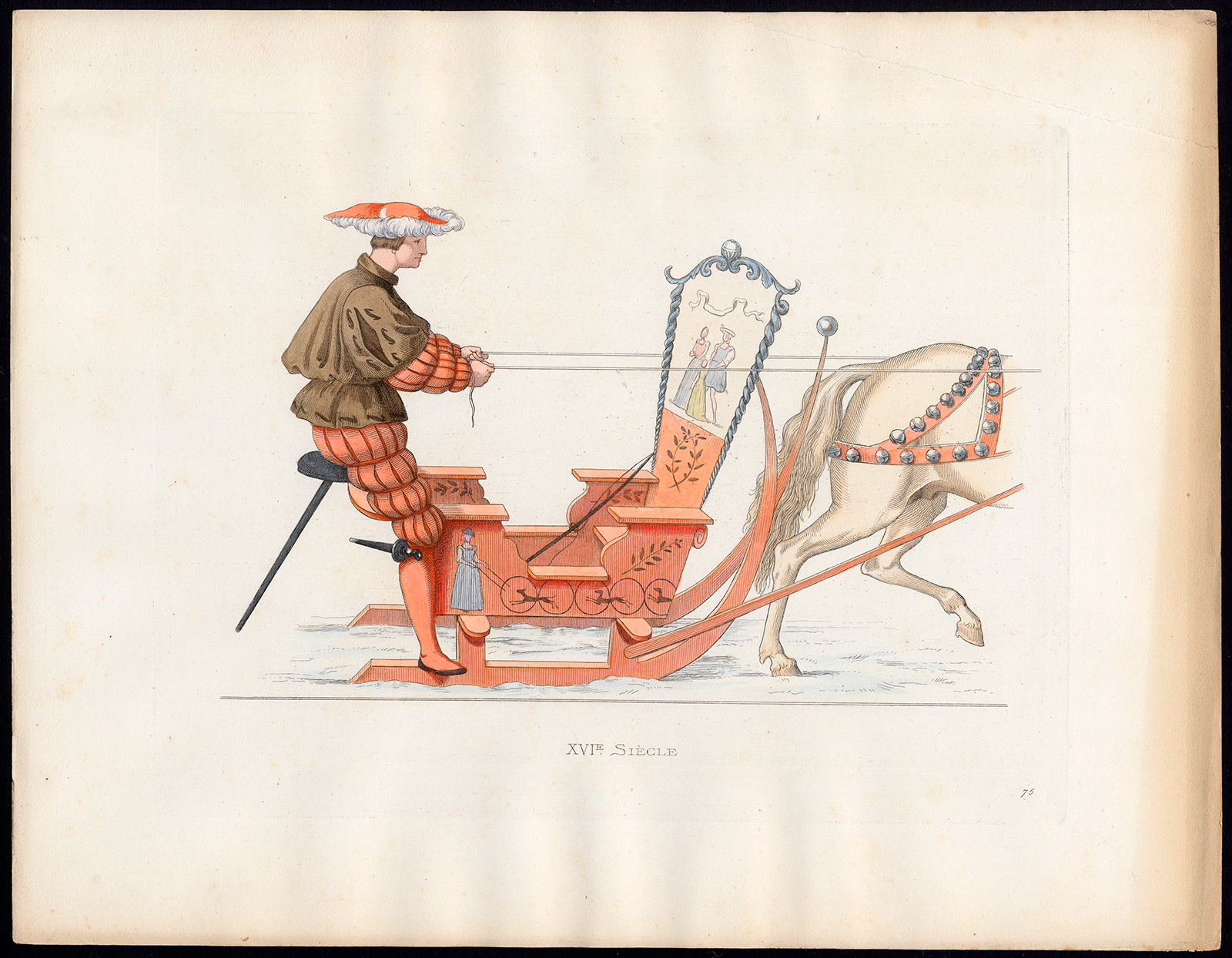 , Antique Print-AUGSBURG-GERMANY-SLED-SNOW-16TH CENTURY-75-Duplessis-Bonnard-1867, Pictura Antique Prints