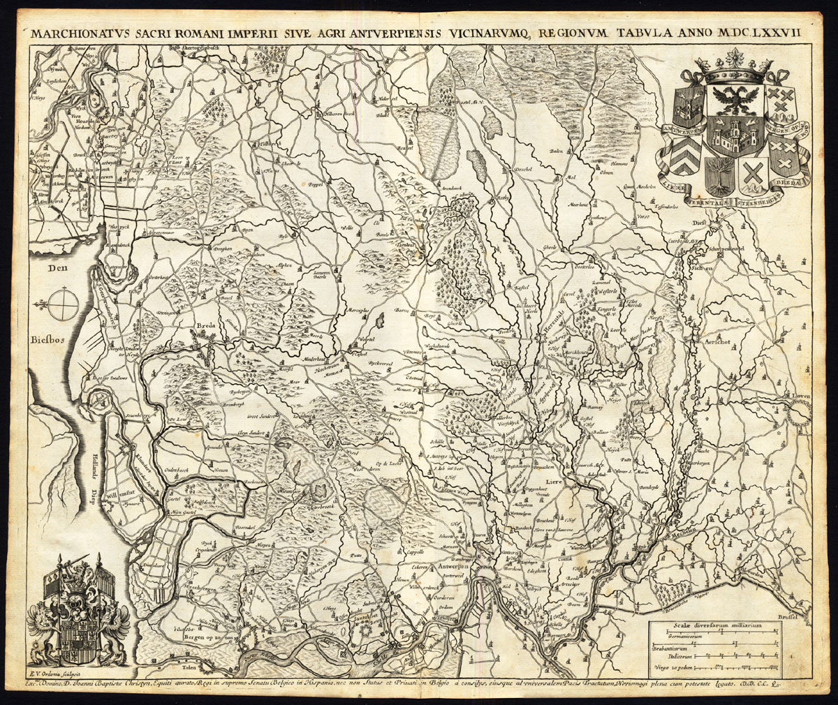 Lb2113 416x350 Antique Map-MARGRAVIATE OF ANTWERP-BRABANT-BELGIUM-NETHERLANDS-Le Roy-1678