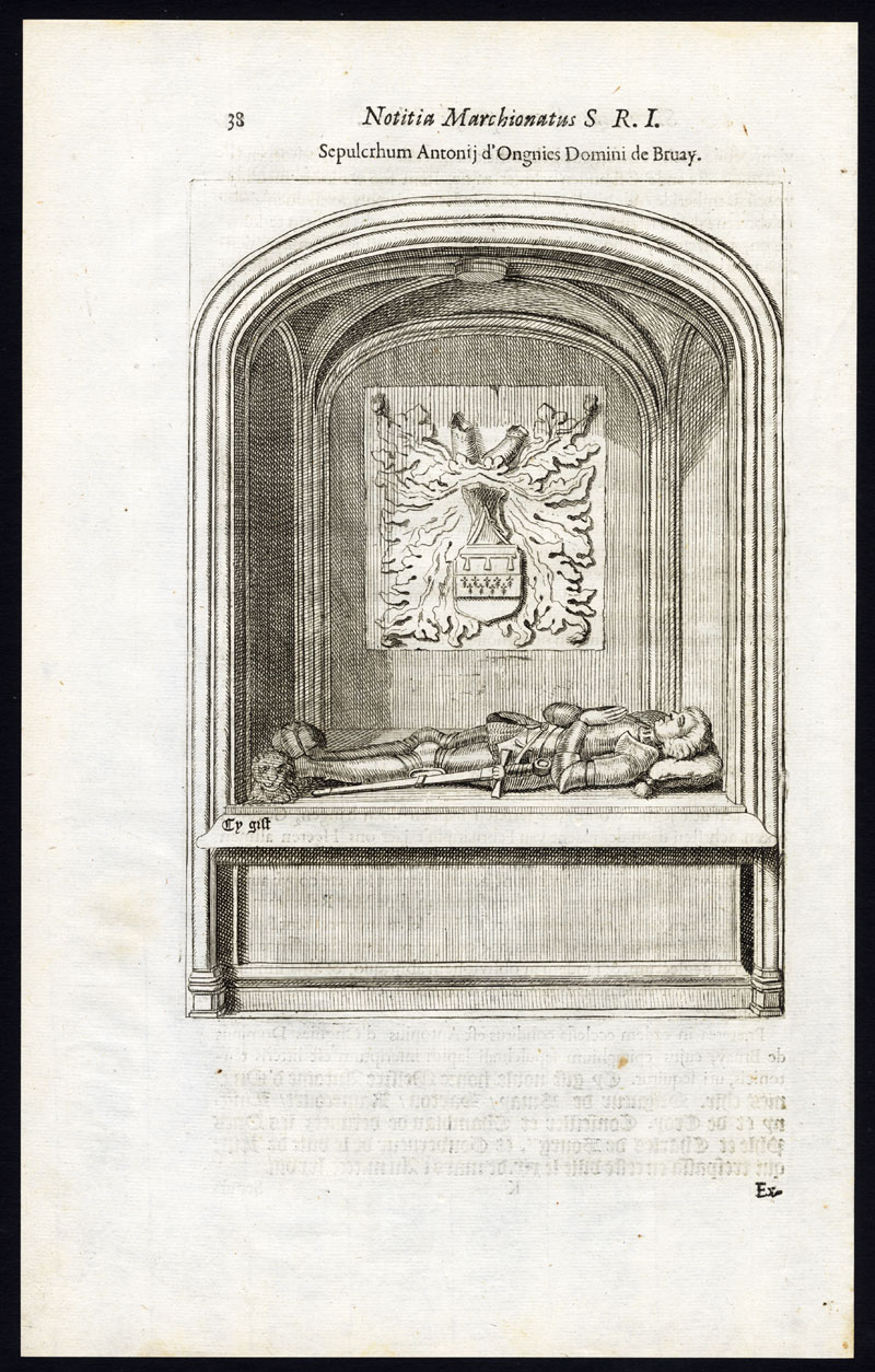 , Antique Print-ANTHONY D’ONGNIES-BRUAY-TOMB-SEPULCHRE-ANTWERP-BELGIUM-Le Roy-1678, Pictura Antique Prints