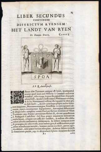 Antique Print-COATS OF ARMS-CITY OF ANTWERP-BELGIUM-NETHERLANDS-Le Roy-1678