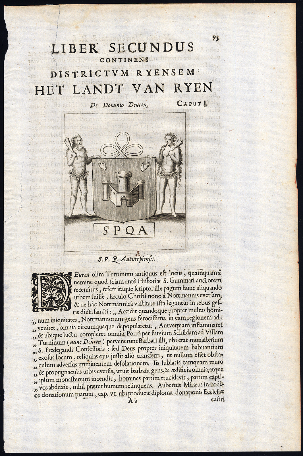 , Antique Print-COATS OF ARMS-CITY OF ANTWERP-BELGIUM-NETHERLANDS-Le Roy-1678, Pictura Antique Prints