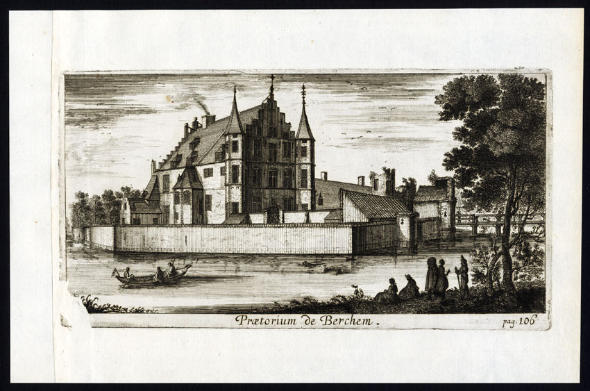 , Antique Print-PRAETORIUM-BERCHEM-CASTLE-BELGIUM-Le Roy-1678, Pictura Antique Prints