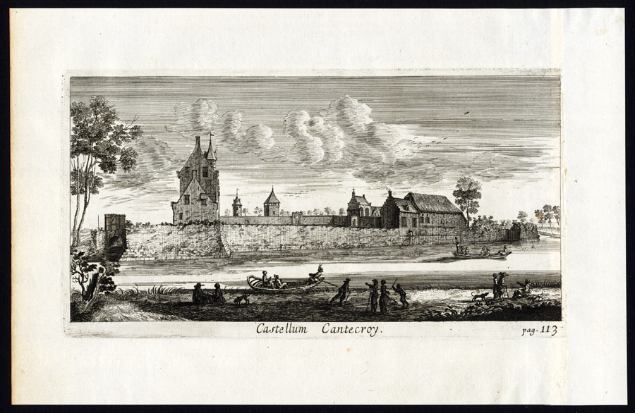 , Antique Print-CANTECROY CASTLE-MORTSEL-BELGIUM-Le Roy-1678, Pictura Antique Prints