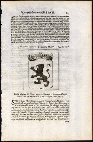 Antique Print-CAROLUS GISLENUS DE FIENNES-COAT OF ARMS-BELGIUM-Le Roy-1678