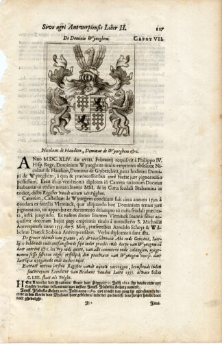 Antique Print-COAT OF ARMS-NICOLAAS DE HAUDION-BISHOP-BRUGGE-BELGIUM-Le Roy-1678
