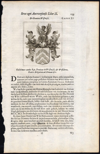 Antique Print-COAT OF ARMS-GUILLAUME VAN DER RYT-WUUSTWEZEL-BELGIUM-Le Roy-1678