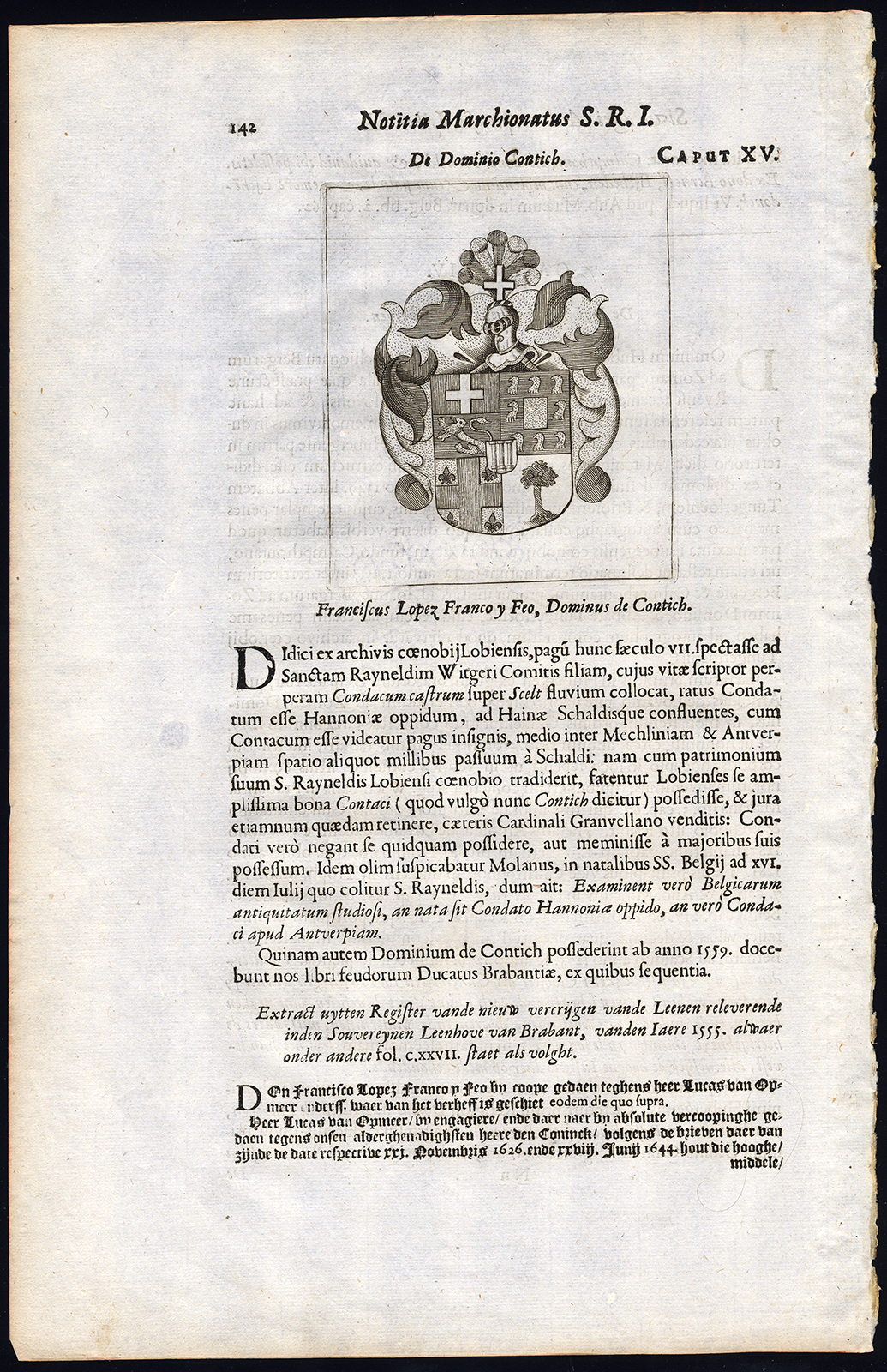 Lb2146r 416x643 Antique Print-FRANCISCUS LOPEZ FRANCO Y FEO-LORD OF KONTICH-BELGIUM-Le Roy-1678