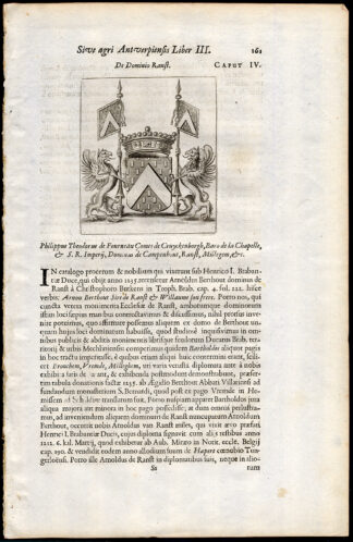 Antique Print-COAT OF ARMS-COUNT OF KRUIKENBURG-FOURNEAU-BELGIUM-Le Roy-1678