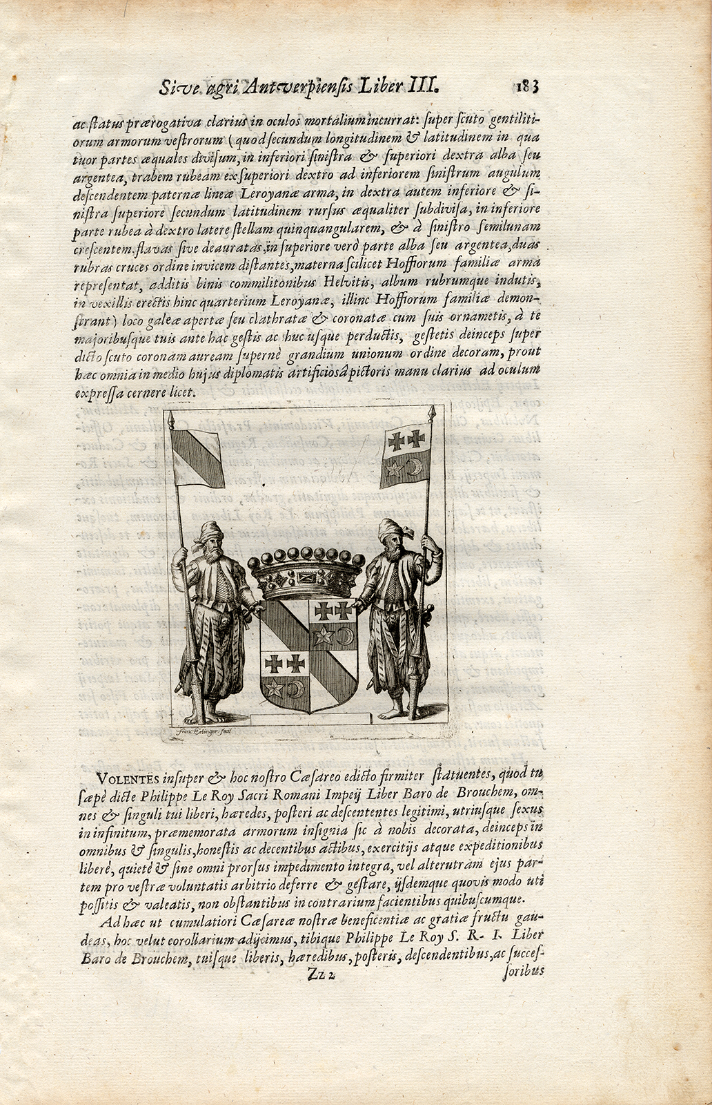 , Antique Print-PHILIPPE LE ROY-COAT OF ARMS-BELGIUM-Le Roy-1678, Pictura Antique Prints
