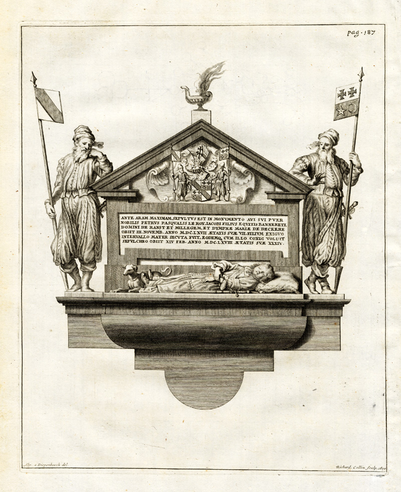 , Antique Print-PHILIPPE LE ROY-SON-TOMB-GRAVE-COAT OF ARMS-BELGIUM-Le Roy-1678, Pictura Antique Prints