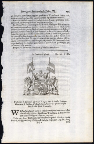 Antique Print-GUILLAUME DE COTEREAU-COAT OF ARMS-BELGIUM-Le Roy-1678