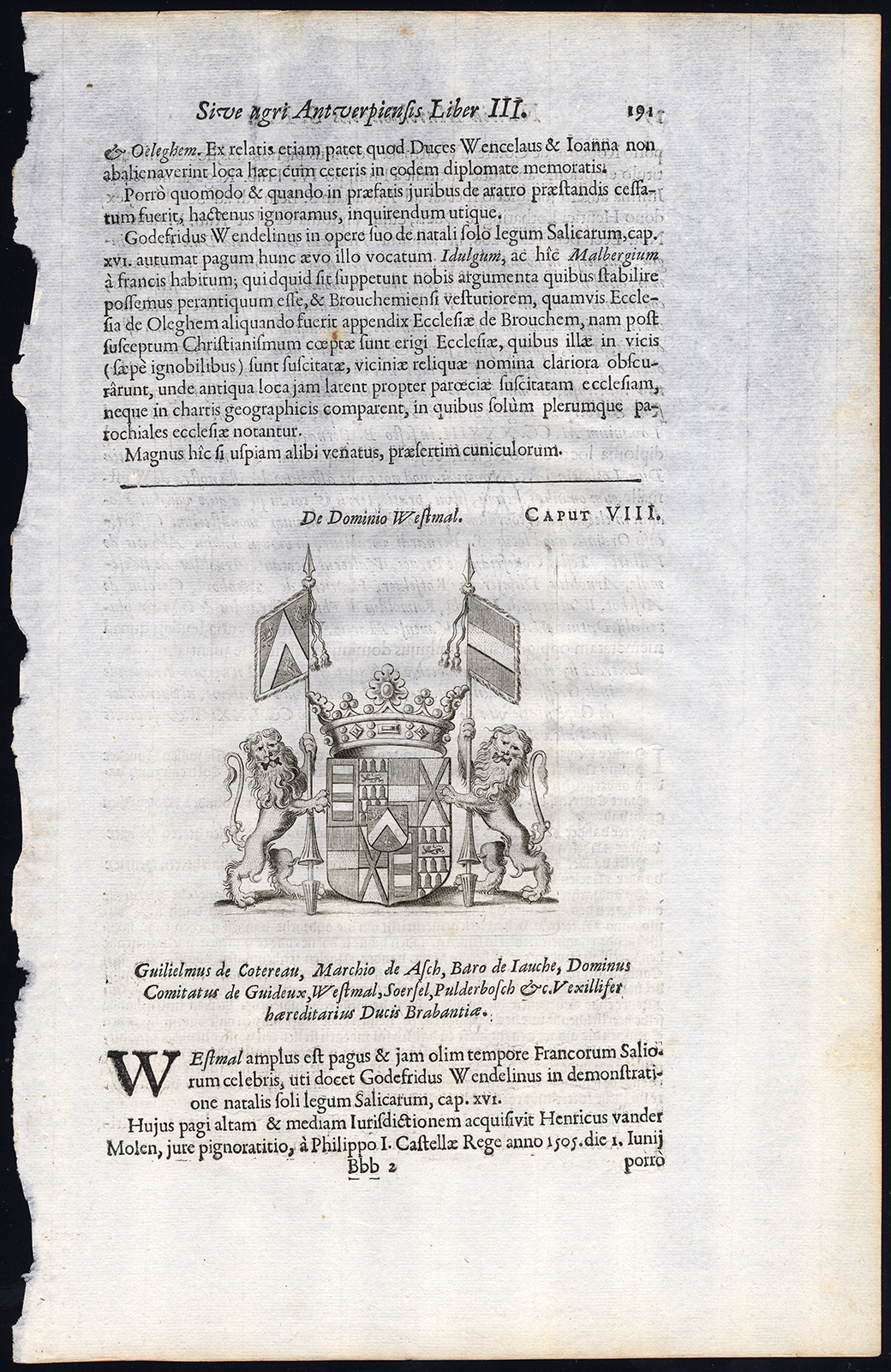, Antique Print-GUILLAUME DE COTEREAU-COAT OF ARMS-BELGIUM-Le Roy-1678, Pictura Antique Prints