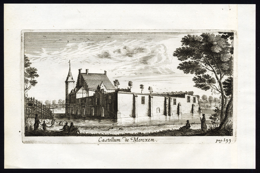 , Antique Print-CASTLE-MERKSEM-BELGIUM-Le Roy-1678, Pictura Antique Prints