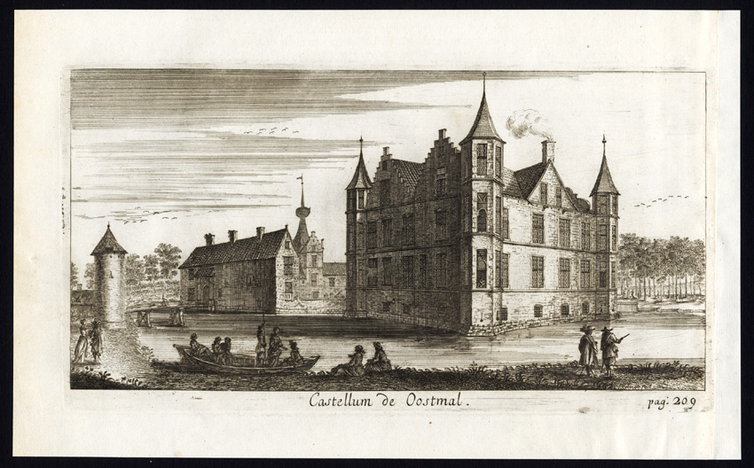 , Antique Print-CASTLE OF OOSTMALLE-BELGIUM-Le Roy-1678, Pictura Antique Prints