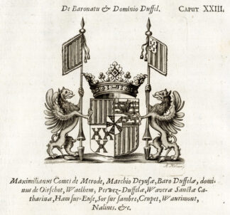 Antique Print-COAT OF ARMS-MAXIMILIAN-COUNT OF MERODE-BELGIUM-Le Roy-1678