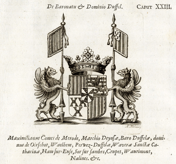 Lb2194 416x388 Antique Print-COAT OF ARMS-MAXIMILIAN-COUNT OF MERODE-BELGIUM-Le Roy-1678