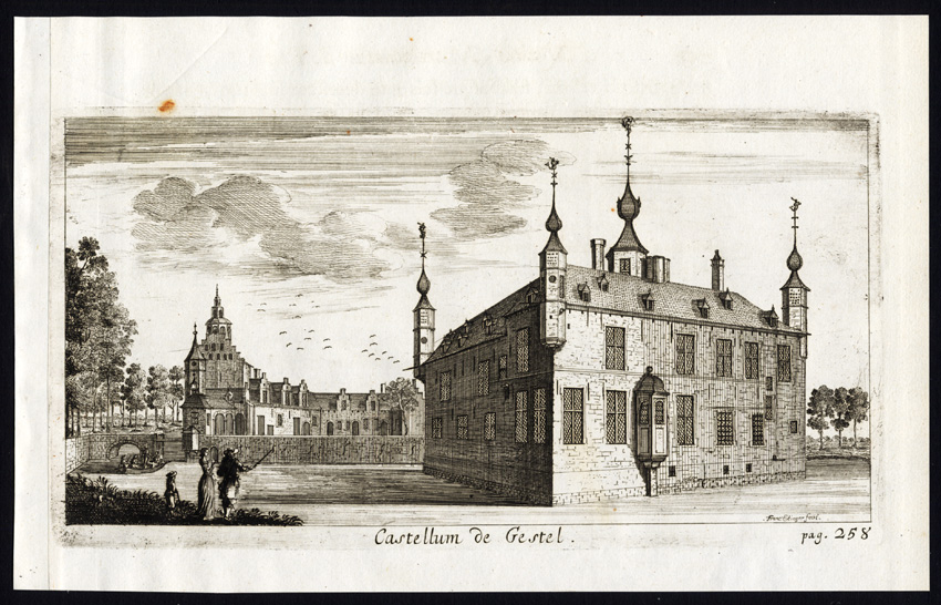 , Antique Print-CASTLE-CASTELLUM-GESTEL-BELGIUM-Le Roy-1678, Pictura Antique Prints