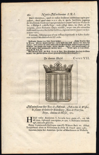 Antique Print-COAT OF ARMS-T'SERCLAES-NOORDERWIJK-BARON OF MERODE-Le Roy-1678