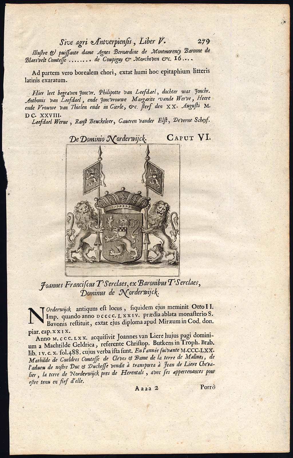 Lb2218rb 416x650 Antique Print-COAT OF ARMS-T'SERCLAES-NOORDERWIJK-BARON OF MERODE-Le Roy-1678 - Image 2