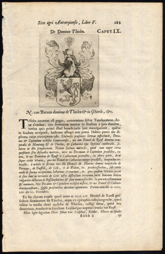 Antique Print-COAT OF ARMS-BAEXEN-THIELEN-TONGERLO-LORD-Le Roy-1678