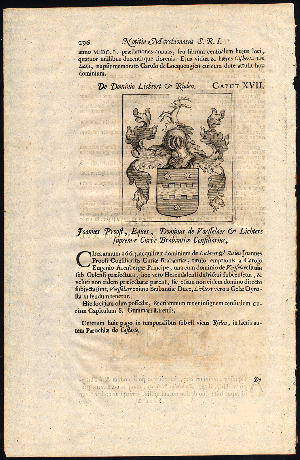 , Antique Print-COAT OF ARMS-WIEKEVORST-JOANNES PROOST-BELGIUM-Le Roy-1678, Pictura Antique Prints
