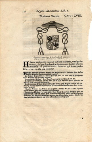 Antique Print-COAT OF ARMS-IGNATIUS AUGUSTINUS DE GROBBENDONK-Le Roy-1678