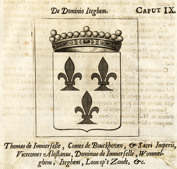 , Antique Print-THOMAS DE IMMERSELLE-COAT OF ARMS-BOUCKHOVEN-BELGIUM-Le Roy-1678, Pictura Antique Prints