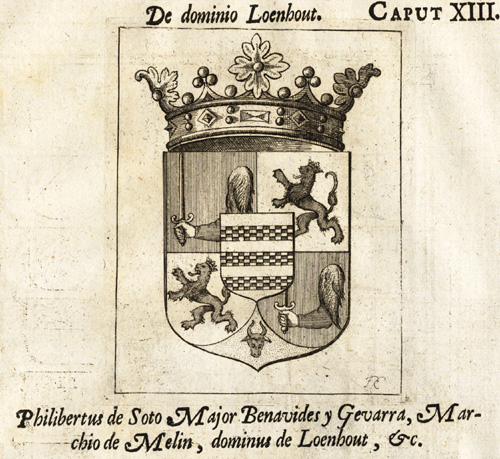 , Antique Print-COAT OF ARMS-PHILIBERTUS DE SOTO-MAJOR BENAVIDES-Le Roy-1678, Pictura Antique Prints